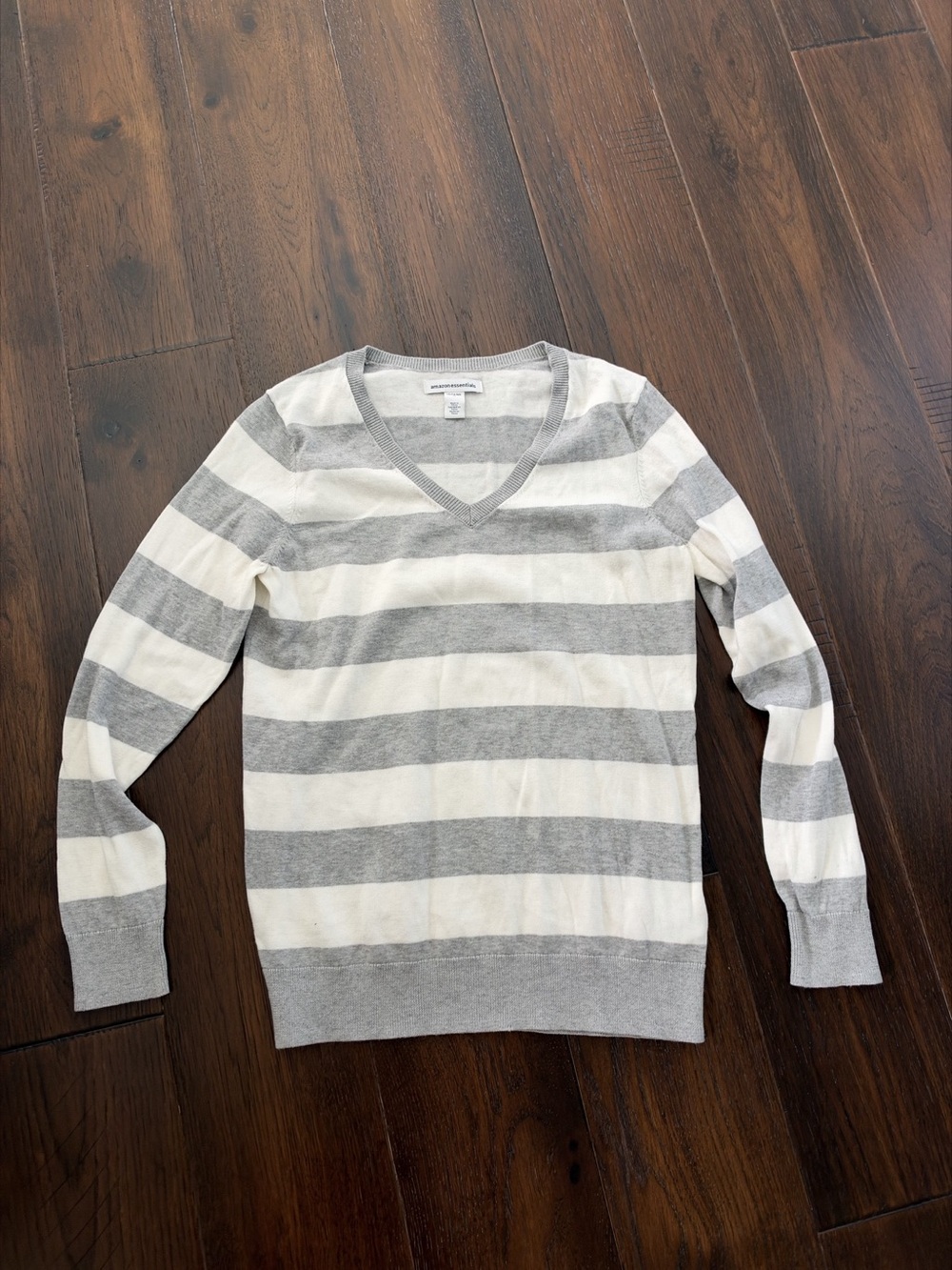 Striped lightweight sweater  in Gray & White